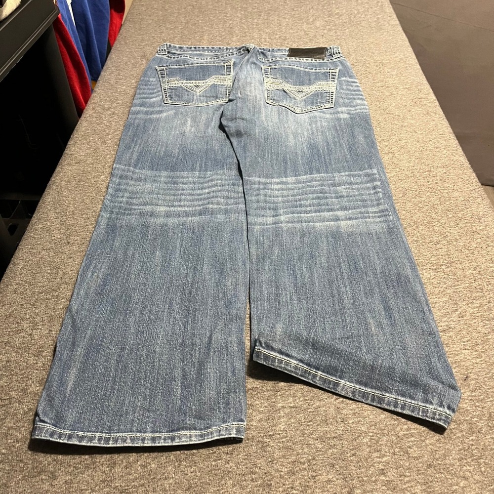 Rock and Roll Denim Revolver Straight Slim Leg Jeans 36x30 Blue Medium Wash